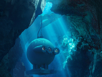 Batisphera. Underwater trip. 3d art cg illustraion illustration mattepainting
