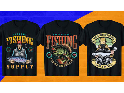 Fishing T-Shirt Design Bundle by nooremani on Dribbble