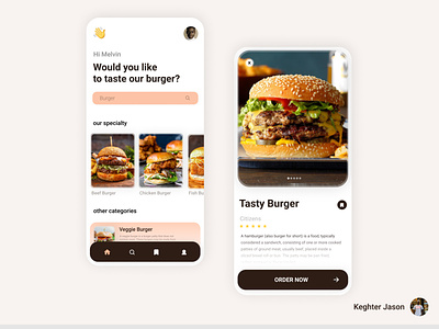 Burger app UI concept