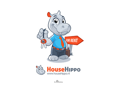 House Hippo brand identity hippo character hippo illustration hippo logo hippo mascot hippopotamus rental logo rental mascot