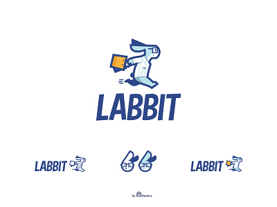 Labbit Mascot and logo design. discount logo lab mascot logo mascot logo design rabbit shopping logo