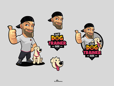 That Dog Trainer Dude dog cartoon dog illustration dog logo dog mascot dog mascot design dog mascot logo dog trainer logo