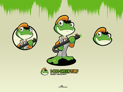 1-800-GREEN-TURF Brand Identity frog frog cartoon frog character frog logo frog mascot