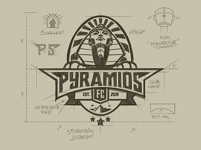 Pyramids Fc logo design construction