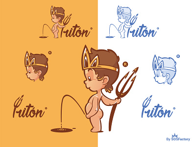 Triton brand identity kit cartoon logo character design corporate illustration illustrative logo logo design mascot mascot character mascot design mascot logo