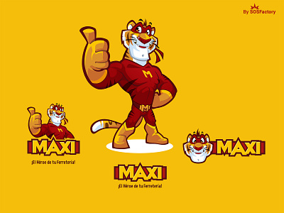 Mascot and logo design for Maxi hero logo mascot character mascot design mascot logo tiger