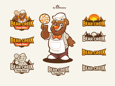 Bear Creek Brand Identity bear logo bear mascot catoon logo illustrative logo mascot design mascot logo