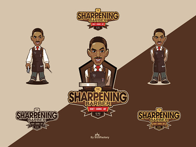 The Sharpening Barber cartoon logo character design corporate character corporate illustration corporate mascot illustrative logo mascot mascot character mascot design mascot logo