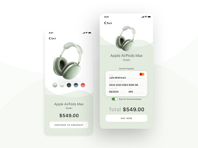 Daily UI 002 - Credit Card Screen airpods max app apple branding checkout credit card design ecommerce elegant flat graphic design minimal purchase ui ux