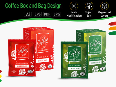 Coffee Box and Bag design coffee packaging design