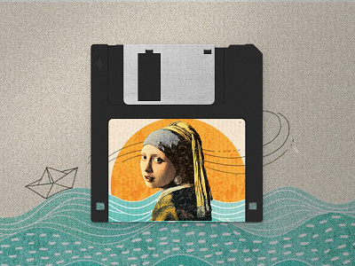 Girl with a pearl earring art design designer digital digital art graphic graphic design graphicdesign illustration illustrator opentowork photoediting photoshop retro sea shapes sun texture vintage visual design