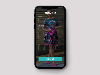 clothing line app-sign up page