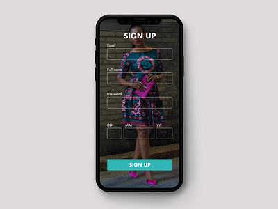 clothing line app-sign up page