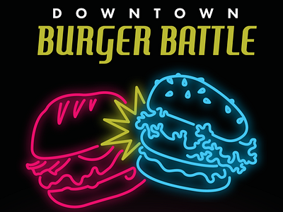 Burger Battle battle branding burger design downtown illustration neon vector