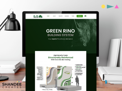 Mockup: Green Rhino branding branding and identity promotional design web