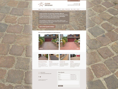 Clean Driveway Homepage bold brick brown clean full width website white wip