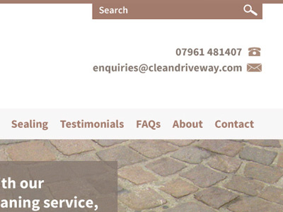 Clean Driveway Search bold brick brown clean contact flat full width search website white wip