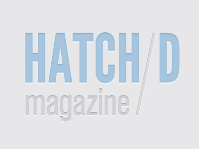 Hatch'd Logo blue bold condensed grey helvetica letterpress logo typography