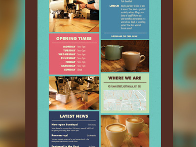 Wired Cafe Bar Content bar block brown cafe colour content futura lettering photography turquoise website