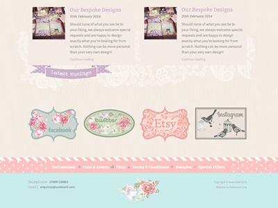 Susie Said Footer v2 dolka dots footer icons pattern shabby chic social media stationers stationery stripes vintage website wedding