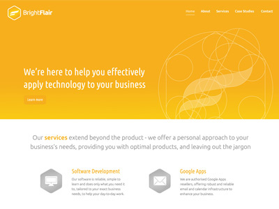 Bright Flair Homepage clean colour flat gradient minimal orange ubuntu website yellow