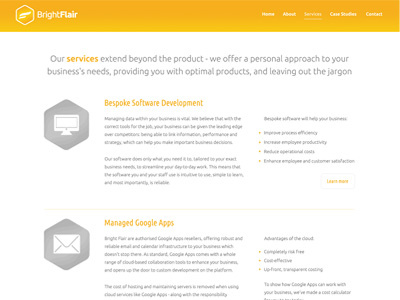 Brightflair Services clean colour flat gradient minimal orange ubuntu website yellow