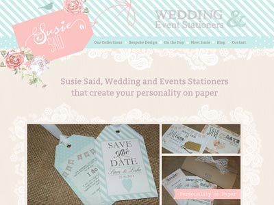 Susie Said Header v3 dolka dots flowers header navigation pattern shabby chic stationers stationery stripes vintage website wedding