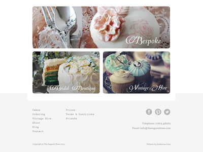 Sugared Rose Footer clean flat footer green homepage photography swashes website