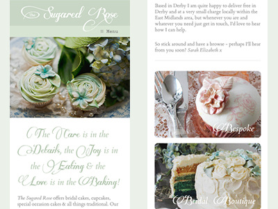 Sugared Rose Mobile Homepage