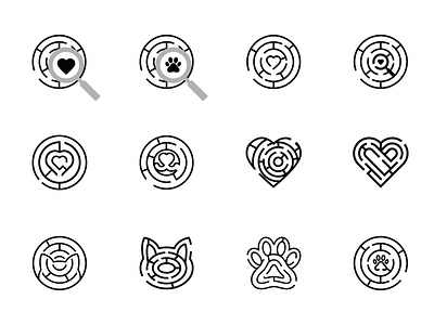 Animal Search Marks animal brand brand and identity brand identity branding branding concept cat ideas identity logo logotype magnifying glass mark maze paw print puzzle wip work in progress