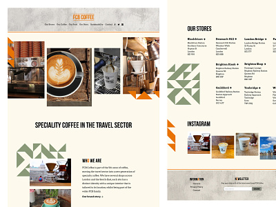 FCB Coffee Homepage coffee coffee shop cream geometric green hero homepage orange shop squarespace triangles web design webdesign website website design