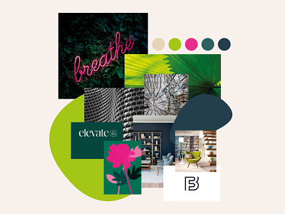 Emily Bazalgette Moodboard Version 2 brand brand identity branding colour palette graphic design lime logo mood board moodboard pink urban