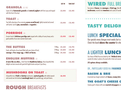 Wired Menu Inside bar cafe futura menu typography