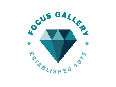 Focus Gallery Logo blue bold clean diamond icon jewellery logo navy teal typography