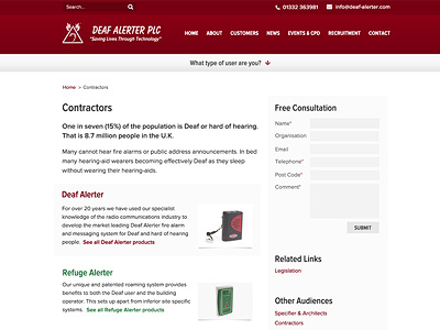 Deaf Alerter Further awesome clean contact form drop shadow font gradients maroon navigation products red website