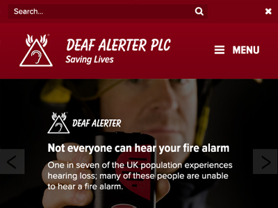 Deaf Alerter Mobile Search clean drop shadow gradients hero image homepage navigation proxima nova website