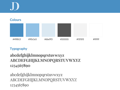 James Davidson Style/Pattern Guide blue clean component flat lato module pattern pattern library playfair display style guide ui guide website