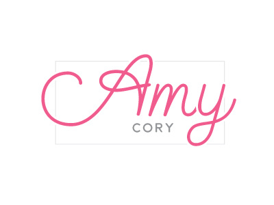 Amy Cory Logo calligraphy clean grey handwriting logo pink script typography white