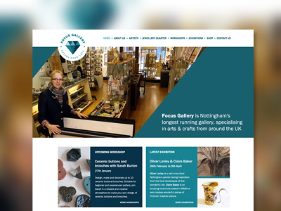 Focus Gallery Homepage angle blue franklin gothic hero image homepage teal website