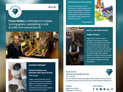 Focus Gallery Homepage Mobile angle blue franklin gothic hero image homepage mobile tablet teal website