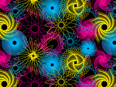 Spirograph pattern blue cmyk pattern pink repeating retro spirograph yellow