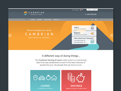 Cambrian Credit Union homepage bank flat homepage ui design ux design web design website website design