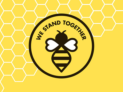 We Stand Together badge bee charity embroidered fundraising illustration manchester patch patches sticker