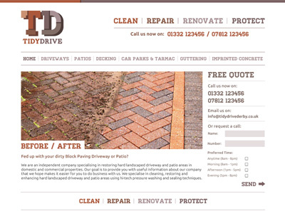Tidy Drive Website Top brick drive homestead minimal pavement website design white