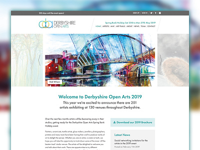 Derbyshire Open Arts homepage redesign art artists clean events futura hero homepage open studios redesign refresh web design website website design