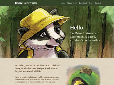 Brian Hainsworth Homepage author books children earth homepage illustration merriweather texture typegraphy typography website