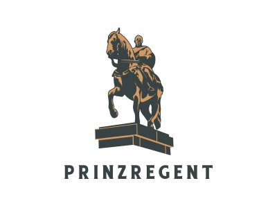Princregent brand branding clean design drinks food horse logo prince regent restaurant statue