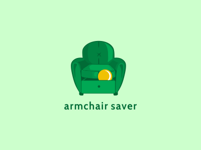 Armchair Saver armchair bucks coin company design funny green logo money saving