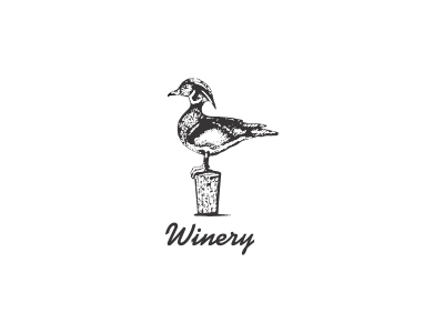 Duck Winery Logo artisan artistic drawing duck hand industry logo vintage wine winery