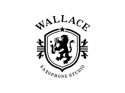 Wallace Saxophone Studio ``coat academy arms emblem instrument lion music of rampant saxophone scottish studio